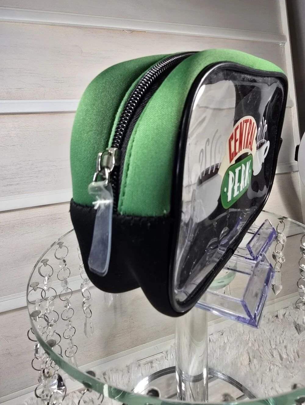 Clear Friend's Graphic Cosmetic Pouch - Green Trim and acoordinating bouns bag